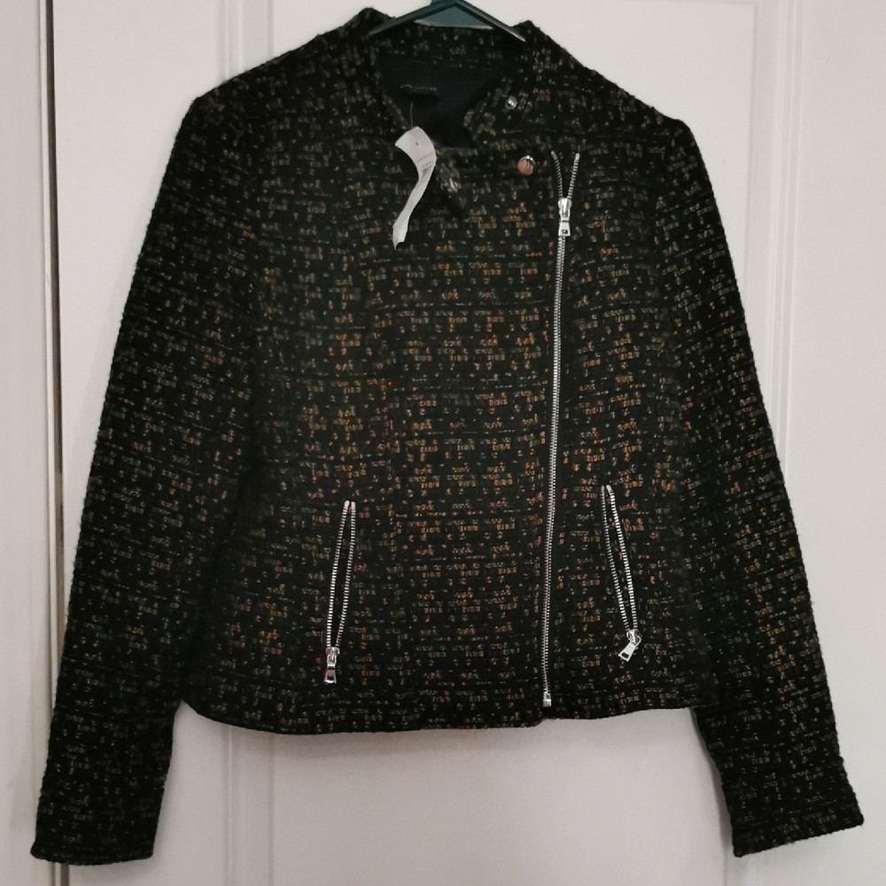 Ann Taylor‎ Black and Gold Tweed Blazer